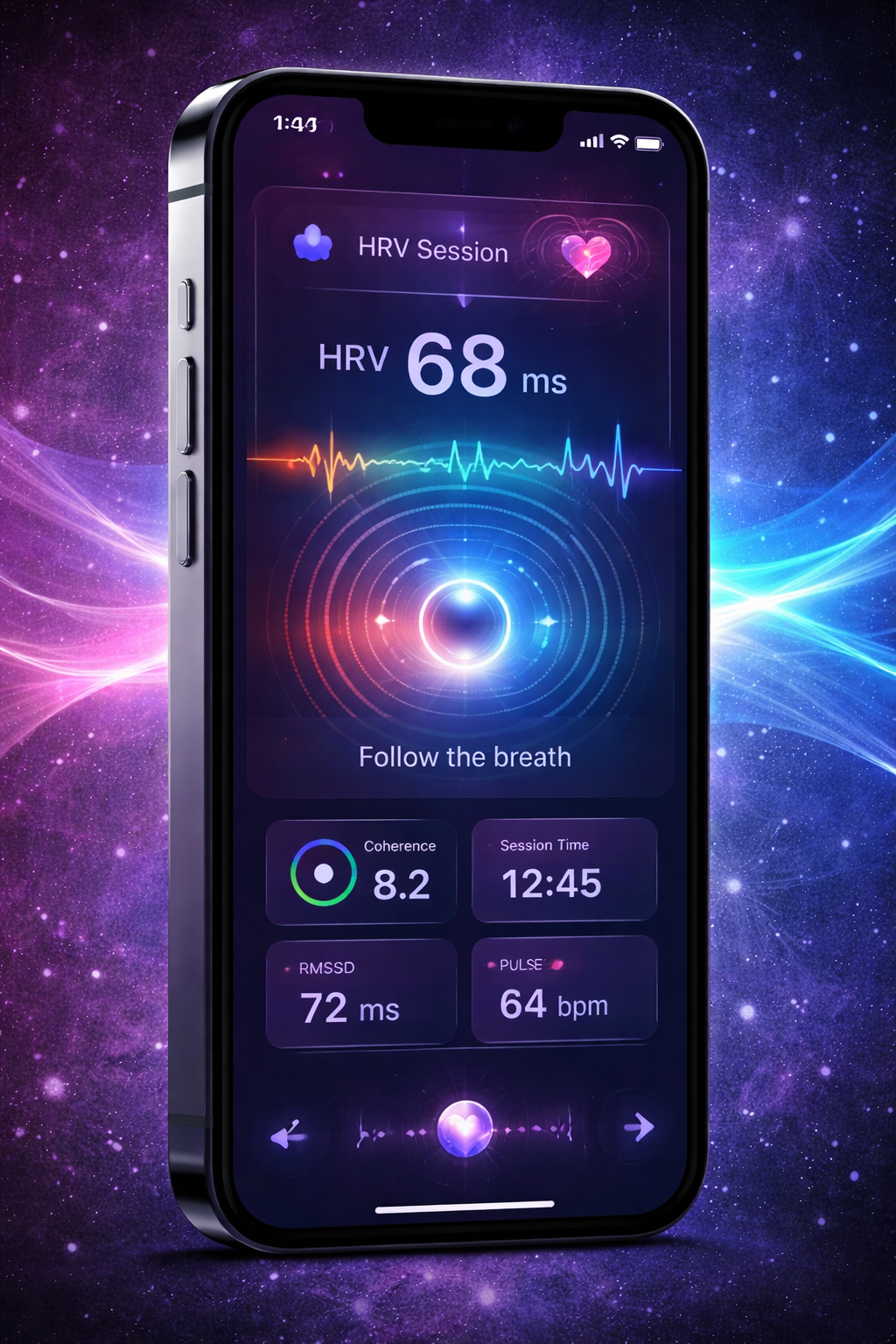 NeuroHeart AI — HRV Session on iPhone